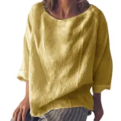 Fashsiualy XXL женский топ и блузка летняя однотонная блузка с круглым вырезом с рукавом средней длины модная блузка плюс размер blusa feminina renda