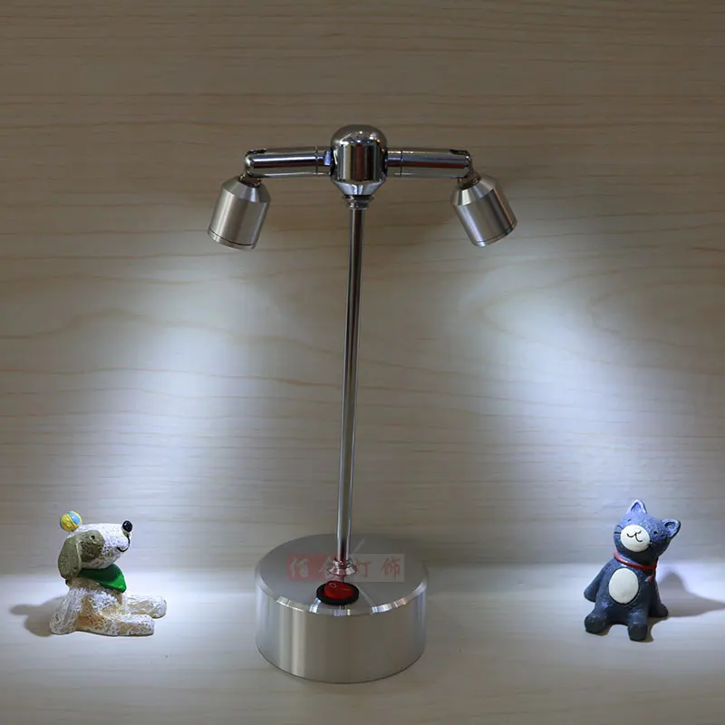 Best Battery LED Spotlight display cabinet TV background wall lamp jewelry display cabinet creative small lamp 2 heads SD74 LU1021