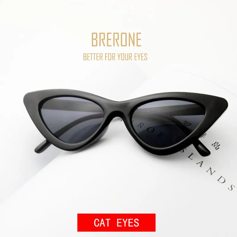 BRERONE Милое сексуальное солнцезащитные очки "кошачий глаз" в стиле ретро солнцезащитные очки женщин маленький черный белый треугольник Винтаж недорогие солнцезащитные очки женское повседневное красное пуховое пальто uv400