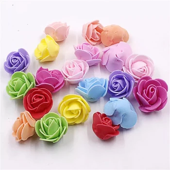 50Pcs 35cm Pompon Mini PE Foam Rose Heads Artificial Silk Flowers bouquet For Wreaths DIY Wedding Scrapbooking Fake Rose Flower