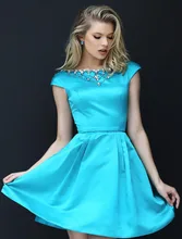 2016 luxus Perlen Satin Backless Sexy Mini Sommer Cocktail Party Kleider Kleid benutzerdefinierte farbe größe.