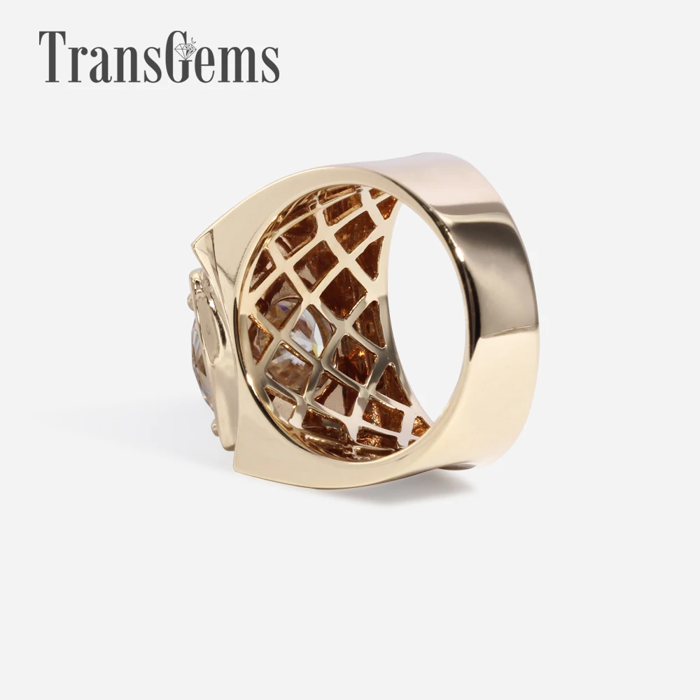 Transgems 3 карата твердое 585 Золото классическое мужское кольцо тонкое натуральное