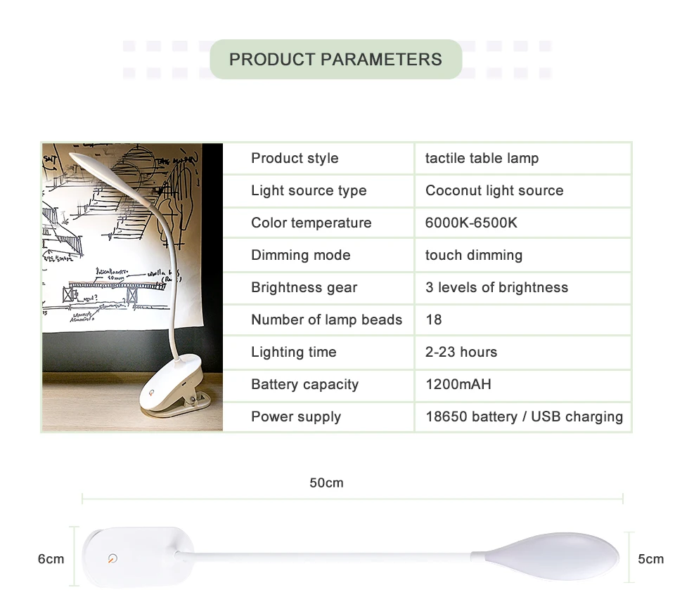 USB LED 3 Modes Dimming Touch Switch Reading Table Lamp (3)