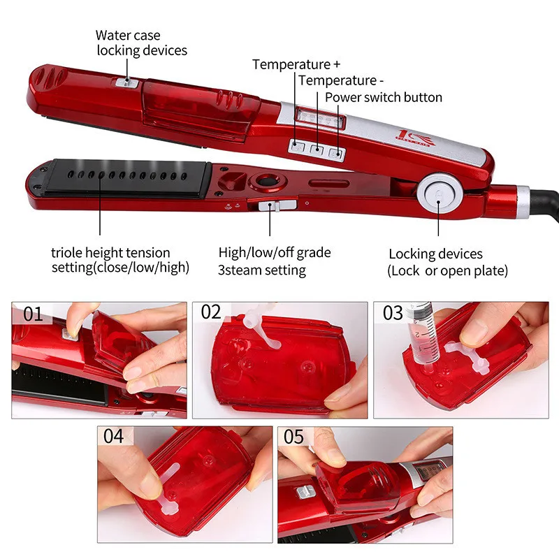 Профессиональный керамический паровой выпрямитель для волос, быстрый нагрев волос, плоский утюжок для испарения, утюг для завивки волос, отпариватель, приспособление для укладки волос