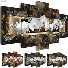 Vintage Poster Print Orchids Picture Wall Painting 5 Pieces Floral Wall Art Wall Pictures for Living Room Home Decoration