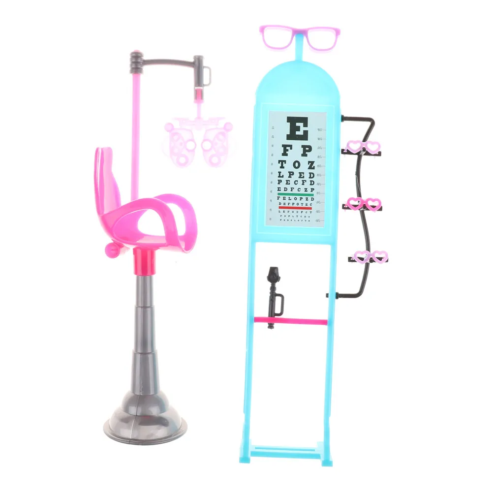 

1 Set Cute Exquisite Vision Table With Glasses Equipment For Girl Doll Pretend Play House Dolls Furniture Accessories Random