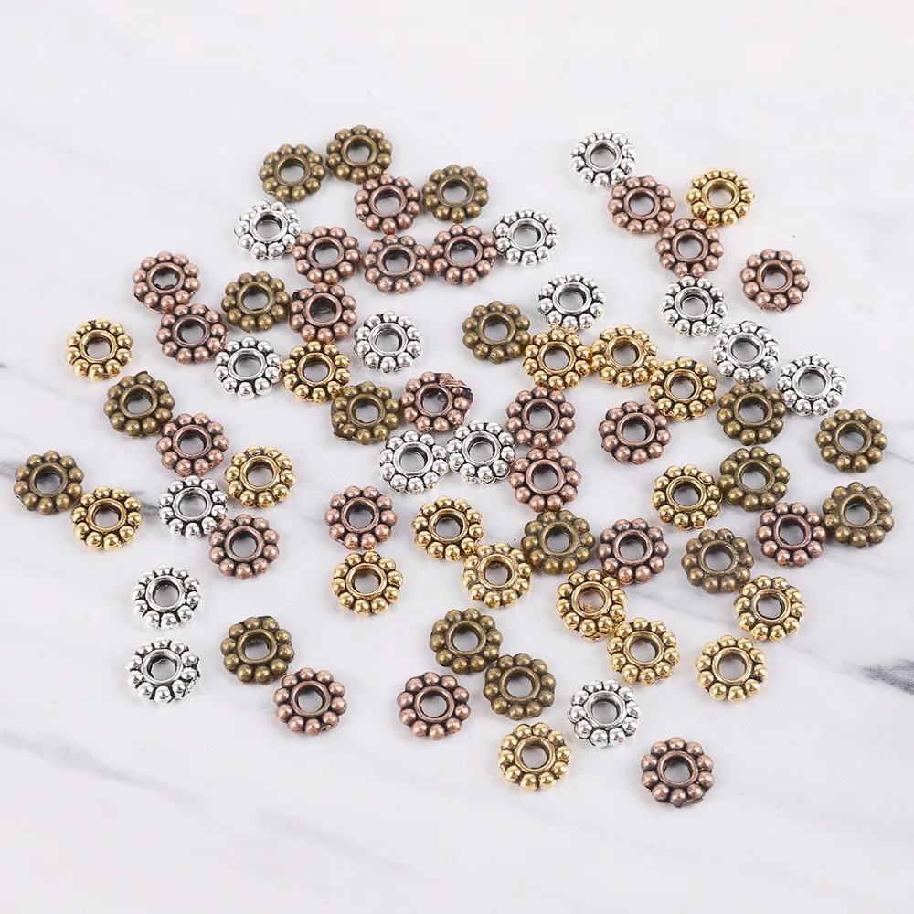 6 мм 50 шт ромашки свободные разделители для изготовления ювелирных изделий металлические тибетские золотые серебряные разделительные Бусины 2 мм отверстие