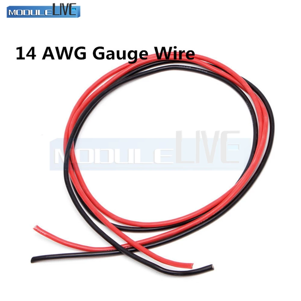 

1set 14 AWG Gauge Wire Flexible Silicone Stranded Copper Cables For RC Black 1M + Red 1M = 2M