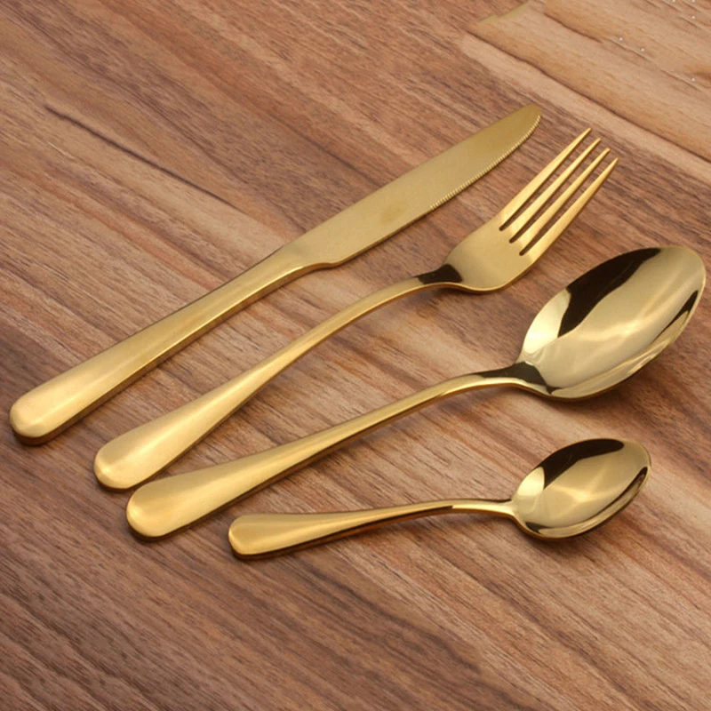 4Pcs/Set New Luxury Multicolor Rainbow Dinner Set Wedding Travel Cutlery Stainless Steel Dinner Knife Fork Scoops Silverware Set
