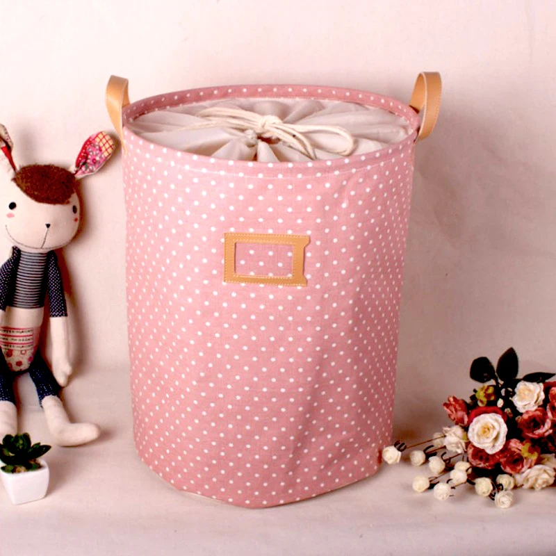 Foldable Laundry Bucket Cotton Linen Storage Basket Washing Clothes