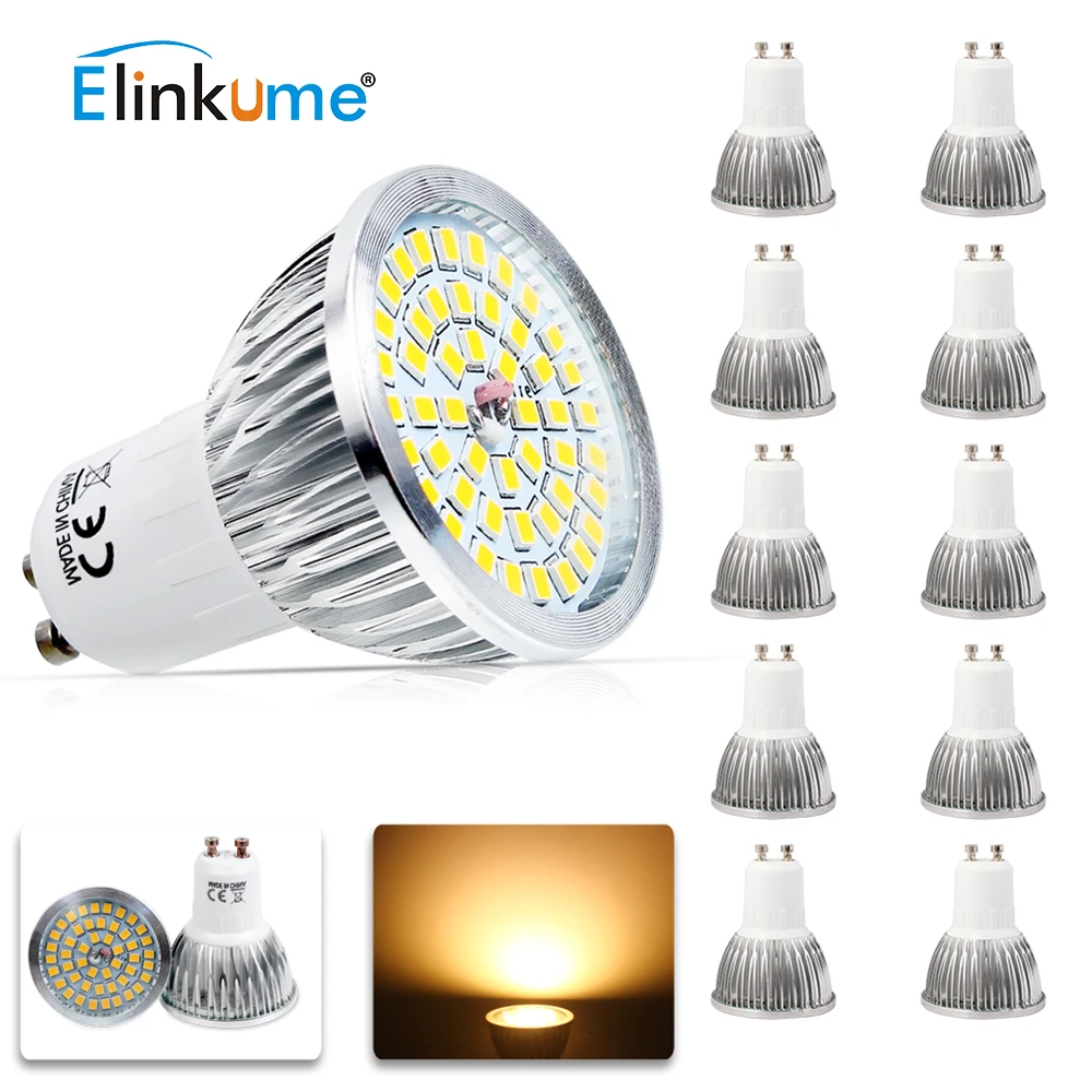 

10x pcs GU10 6W 48 SMD 2835 LEDS Light Bulb Warm White Cold Whtite AC 90-240V Spotlight Spot Lamp