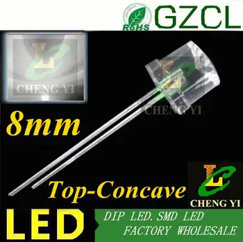 

Concave top white led 8mm round dip led 6000-7000K light emitting diode 3.0-3.5V(CE&Rosh)