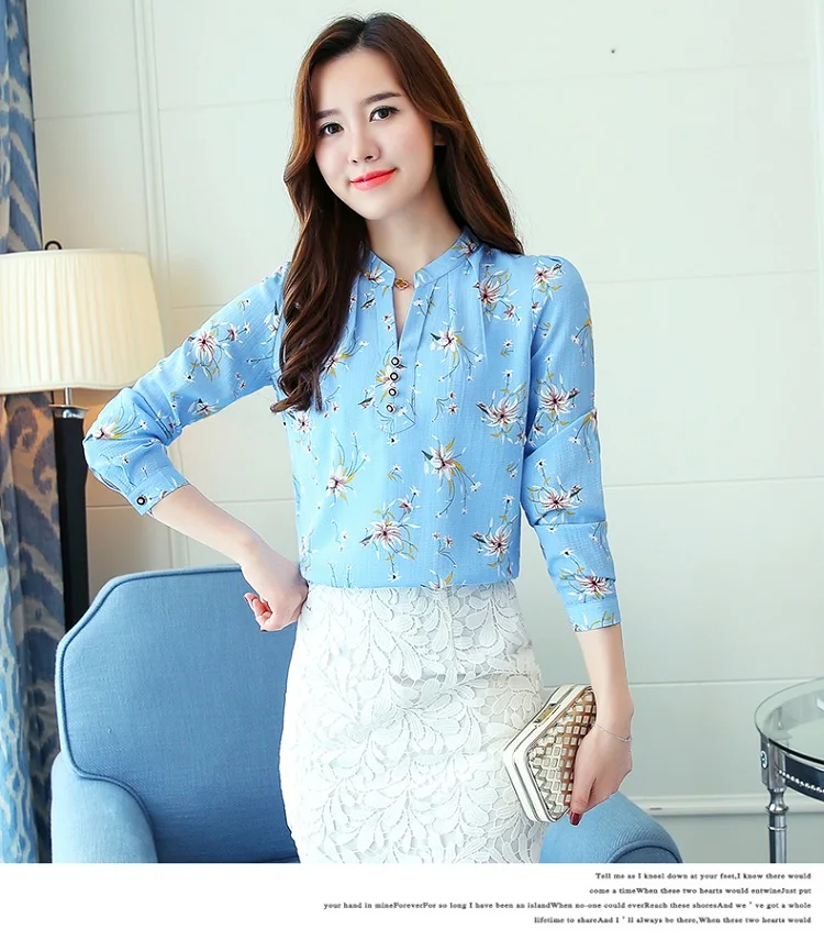 FREE SHIPPING Chiffon Blouse Floral Print OG0770