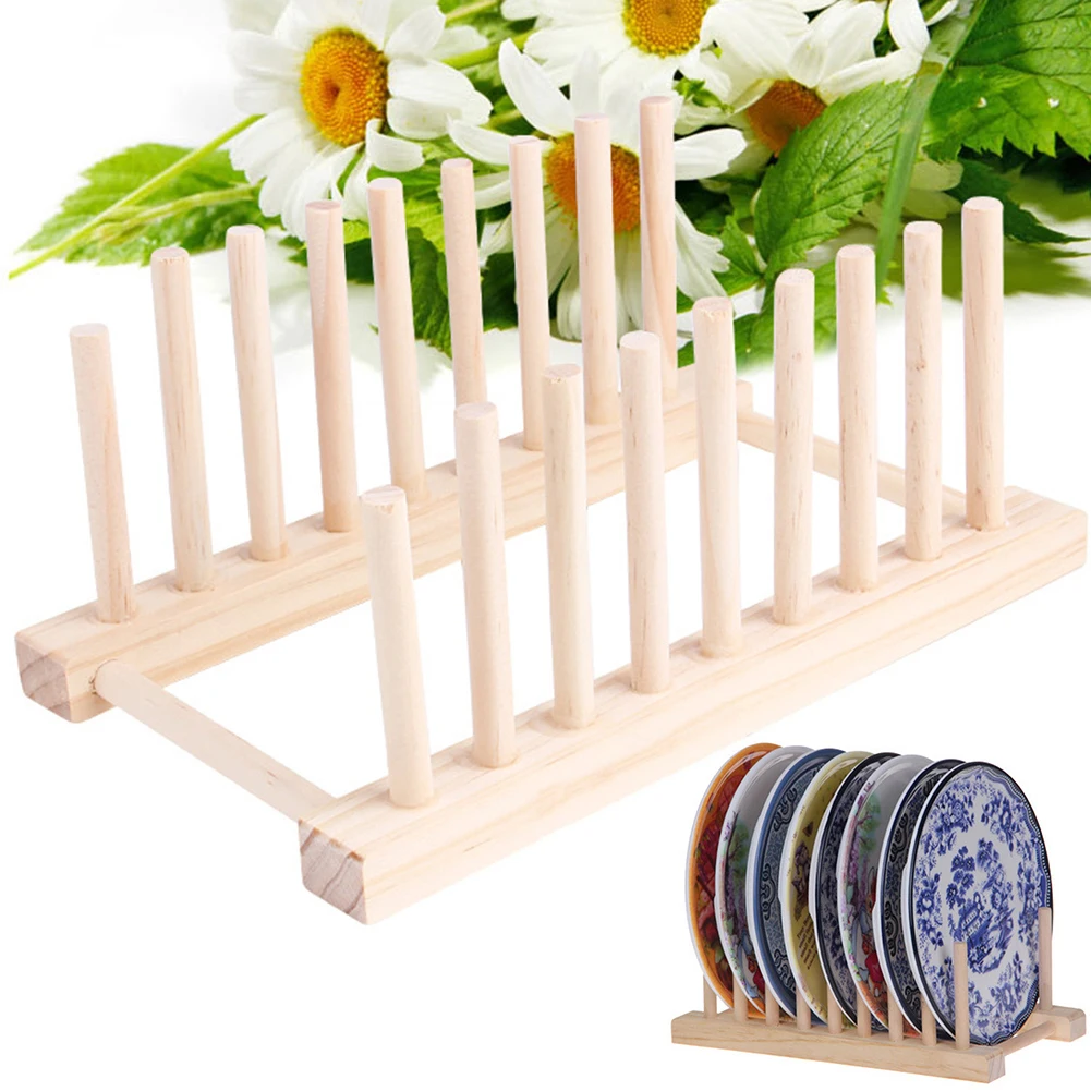 High quality Solid Wood bamboo plate racks Multipurpose Shelves Drainboard Kitchen Pot Lid