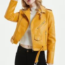 Бразильская куртка для девочек, пальто, S-XXXL, с двойными лацканами, на молнии, с поясом, Короткие Модные Куртки из искусственной кожи для девочек, верхняя одежда, весна-осень, уличная одежда