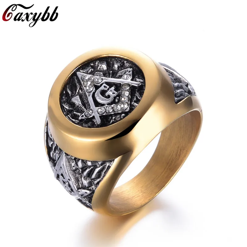

Dropshipping Stainless Steel Masonic Ring for Men Freemason Symbol G Templar Freemasonry Men Rings