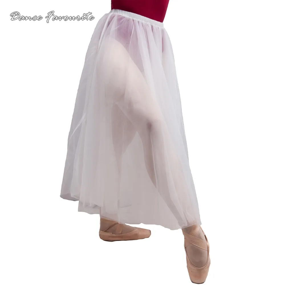 Buy Women white ballet skirt two layers white soft tulle ballet dance skirt