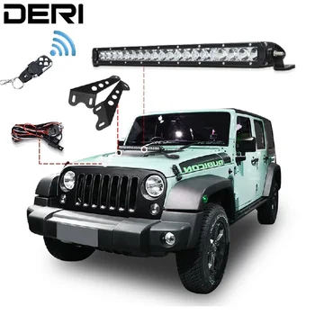 

20" 100W Led work light Offroad Single Row LED DERI Light Bar with Wireless Remote Controller for Jeep Wrangler JK 2007-2017 kit