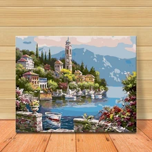 MOLEK теплый морской пейзаж DIY цифровая картина маслом Классическая раскраска ручная роспись плакат картины для современного домашнего декора