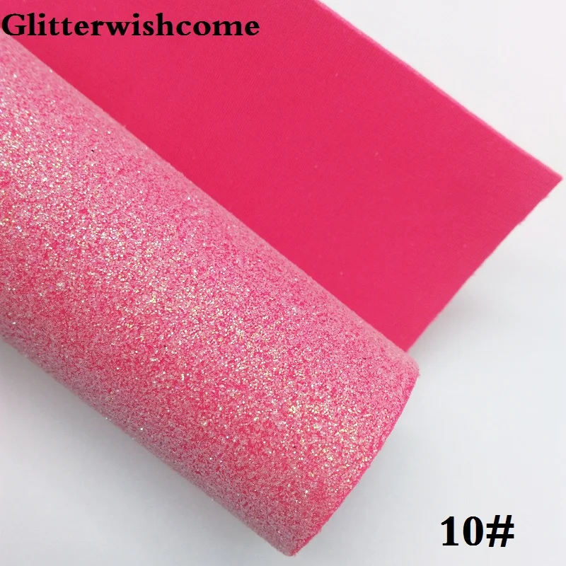 Glitterwishcome 30X134 см мини ролл синтетическая кожа, Fluo мелкие блестки кожа с лайкрой бэк винил для Луки, GM053