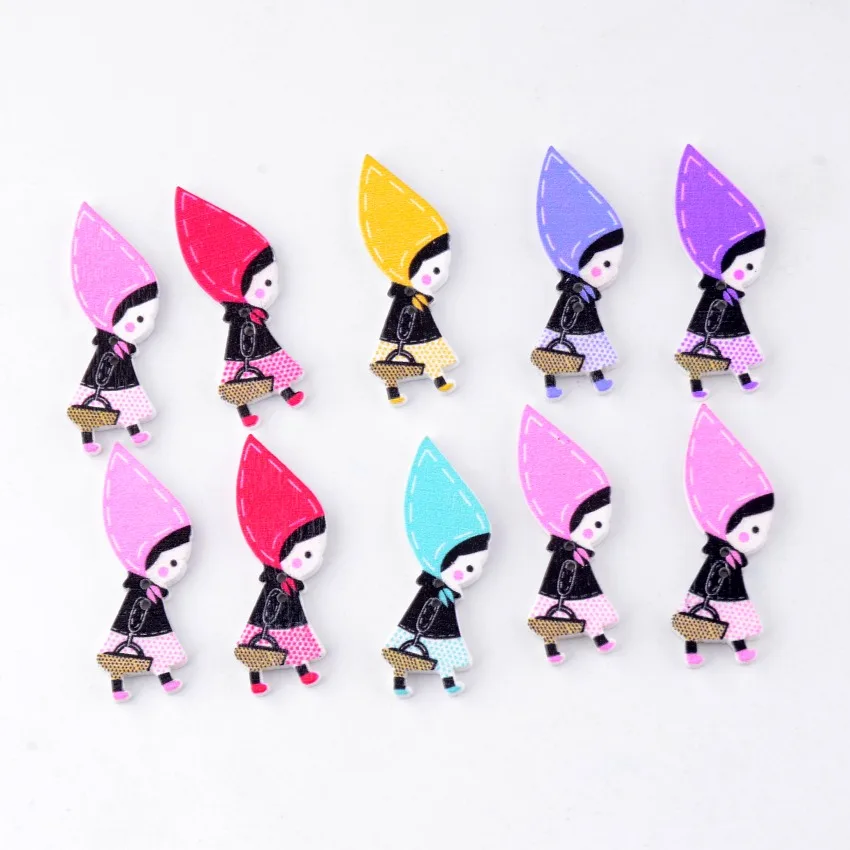 

Free Shipping Retail 10pcs Random Mixed 2 Holes Pattern Lovely Little Girl Figure Wood Sewing Buttons Scrapbooking 15x42mm