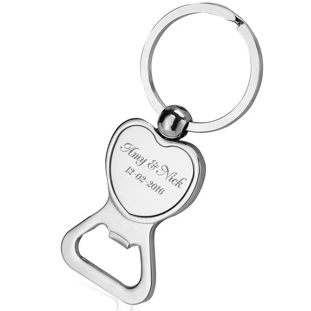 50x personalized love heart keychain bottle opener wedding favor