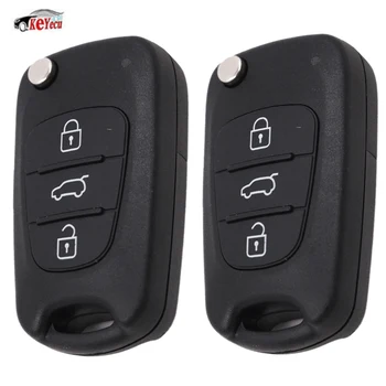 

KEYECU 2 Pcs Replacement 3 Button Transmitter Remote Car Key Fob 433.92MHz with ID46 Chip for Hyundai IX35: 2008+, I20: 2008 +