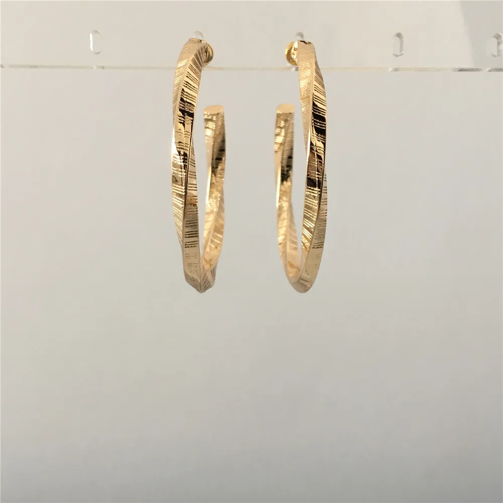 Модные женские золотые серьги-кольца с родиевым розовым золотом 5 мм
