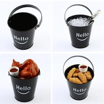 

Iron art spray black American Creative ice bucket, mini ice grain small bucket coffee shop bar exclusive