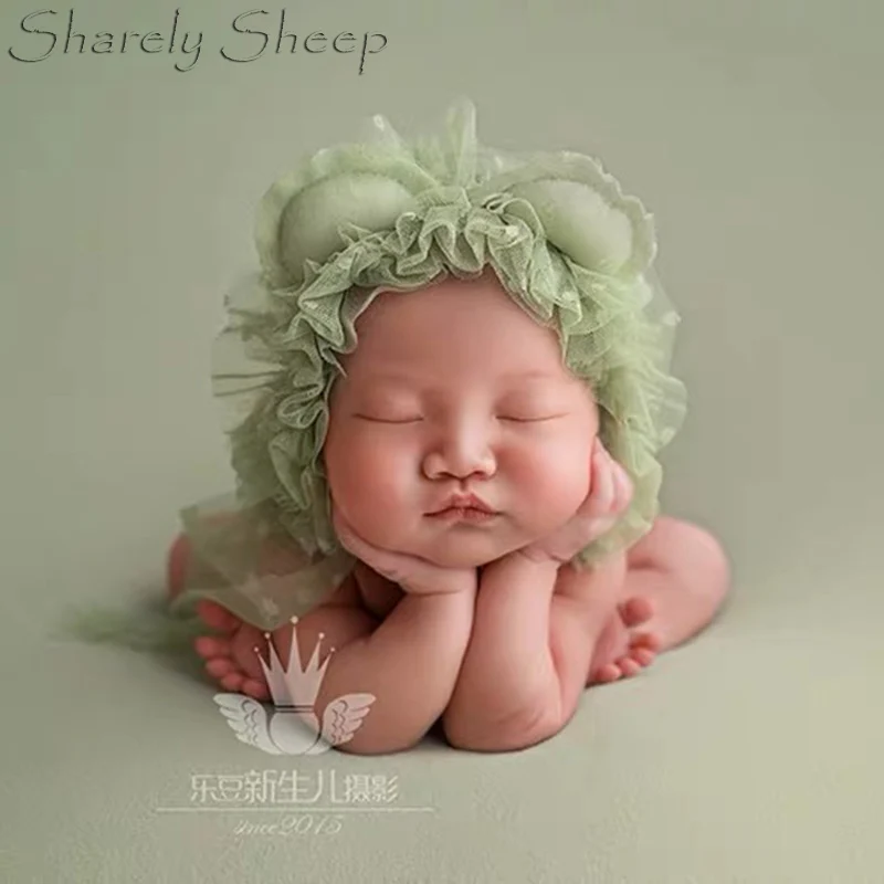 

Newborn Baby Girl Lace Hat Photography Props Infant Birthday fotografia Accessories Baby Photo Shoot Posing Pillow+Hat Props Cap