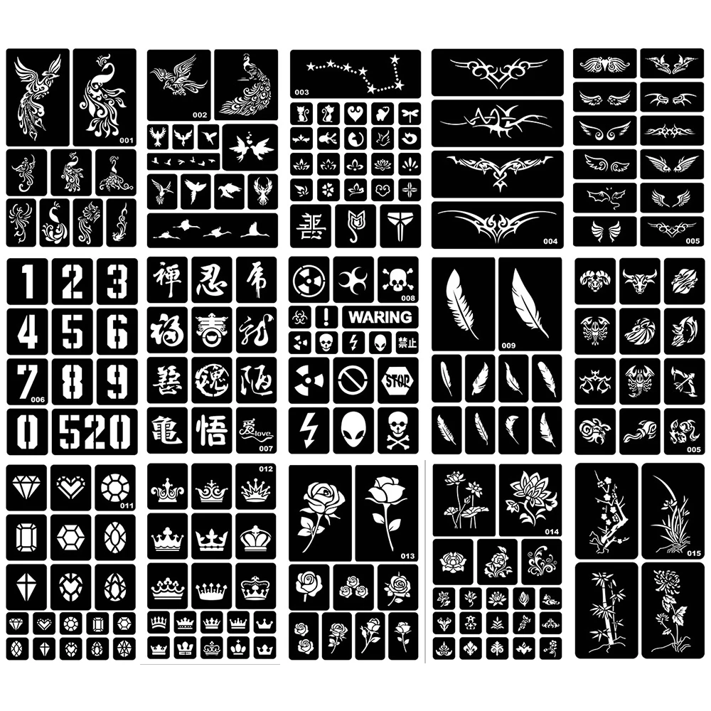 

Eco-friendly Hollow Tattoo Stencil Tattoo Printing Template for Women Hand Back Makeup Paint Cartoon Tattoo Template 051#