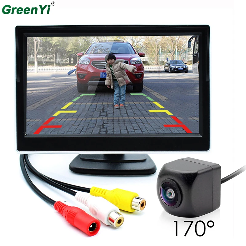 

GreenYi 2In1 Car Parking System 170 Degree Fisheye Lens Car Rear View Camera with 5 inch Monitor, Reversing Backup Camera
