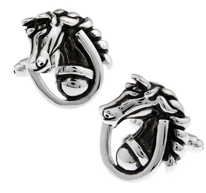 

1 pair Fashion Cuff Links Black Color Novelty Brass Hippocampus Design