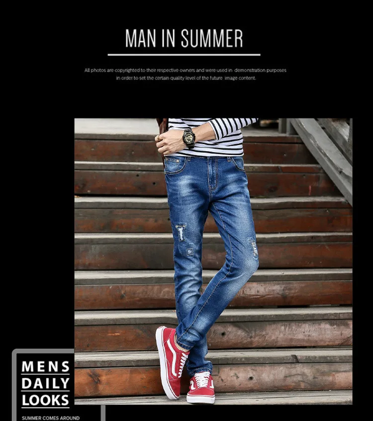 Модные мужские уличные джинсы 2019 сезон: весна-лето рваные Slim Fit хип хоп эластичные джинсовые штаны плюс размеры