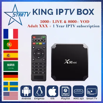 

French IPTV box X96 mini android tv box+KING iptv subscription Europe IPTV France Spain IPTV Arabic Portugal for m3u smart tv PC
