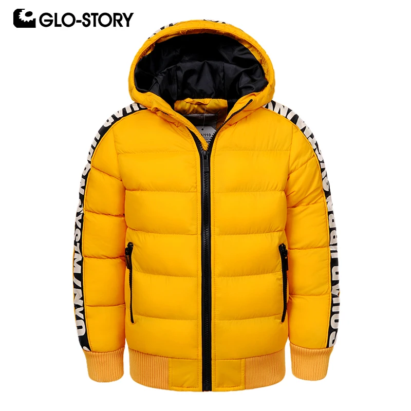 

GLO-STORY Casual Solid Boy Winter Coat Parkas Side Tape Hoodies Streetwear Children's Jackets 2019 Winter 92-128CM BMA-8463