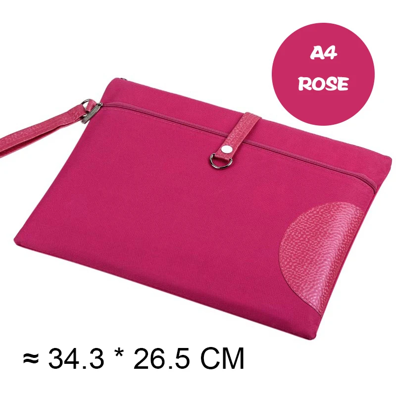 Dumei A4 A5 B6 double-deck portable Snap document bag file pocket with double zipper office school supplies NF-633 - Цвет: A4 ROSE