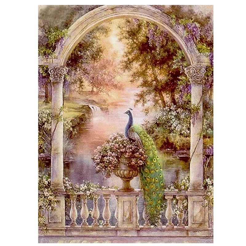 

Full Square round Diamond 5D DIY Diamond Painting Flowers green peacock Cross Stitch Rhinestone Mosaic Painting Home Decor gift