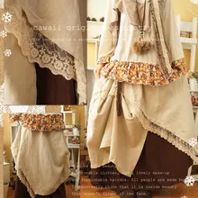 В стиле «Mori Girl» и Лолита для девочек кружева крючком юбка эластичный пояс Для женщин Повседневное Новинка Готический плиссе длиной макси юбки Saia хиппи юбки