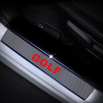

Car Door Sill Welcome Pedal Stickers For Volkswagen VW Golf Door Sill Guard 4D Carbon fiber sticker Car Accessories 4PCS