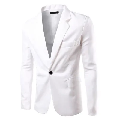 Мужской модный брендовый блейзер в британском стиле, повседневный приталенный пиджак, мужские блейзеры, мужское пальто Terno Masculino размера плюс - Цвет: White