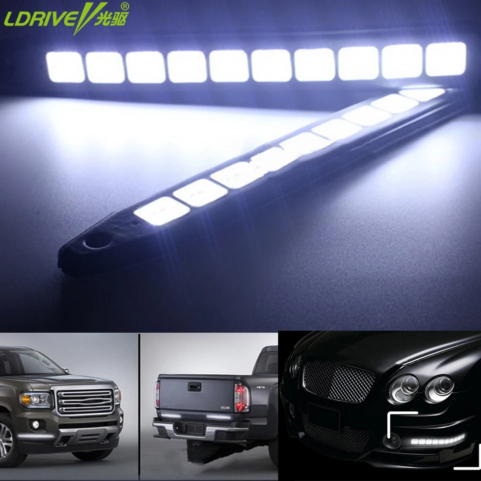 Waterproof 2Pcs 10LED Car Flexible DRL LED Daytime Running Light DRL