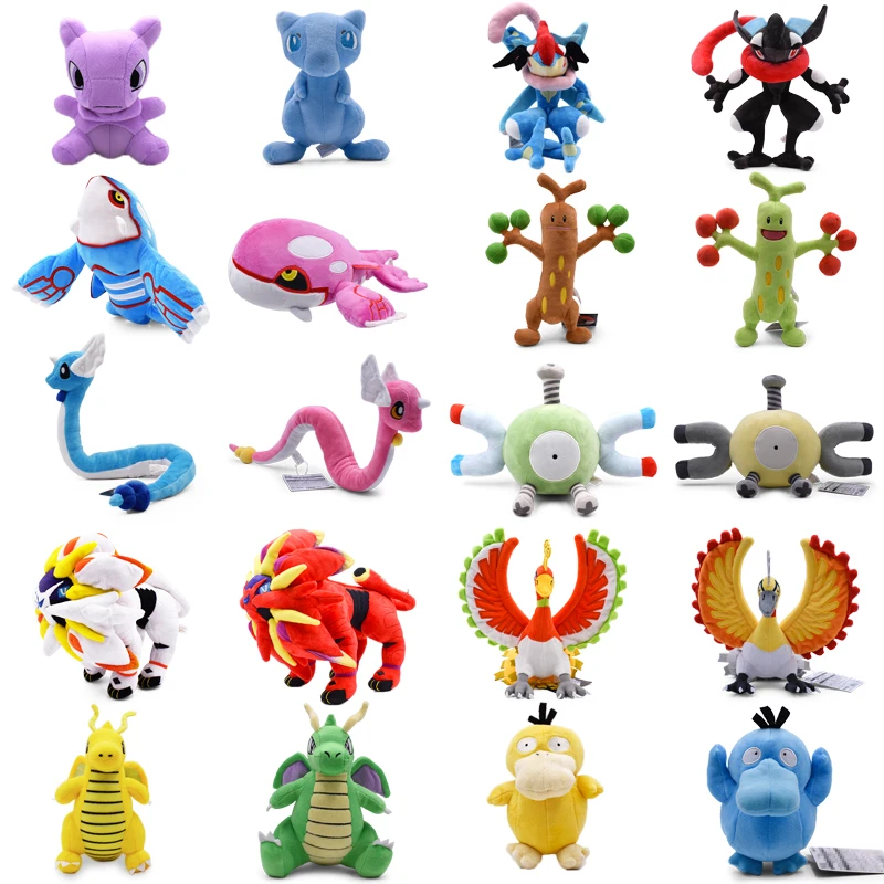 20 стилей Аниме Блестящий Mew Greninja Dragonair Psyduck Dragonite Kyogre Solgaleo Ho-Oh Magnemite мягкая плюшевая мультяшная кукла игрушка