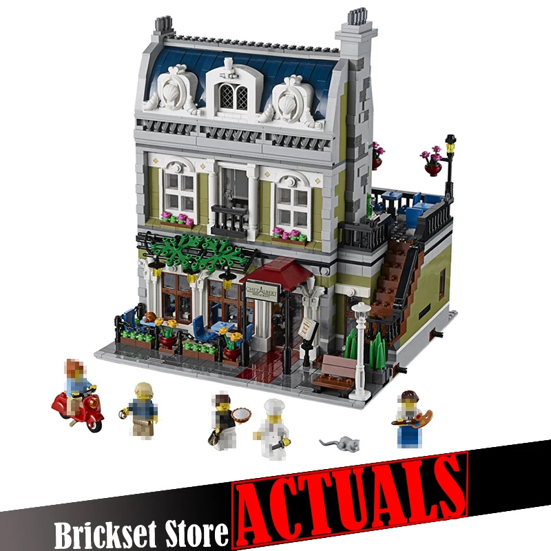 LEPIN 15010 Parisian Restaurant Street View Creator Building Blocks Bricks Toys For Kids Model Compatible with legoINGly 10243