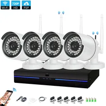 plugin&play 4CH Wireless NVR 720P CCTV System 4PCS 1.0MP indoor outdoor Wifi IP CCTV Security Camera System Surveillance Kit