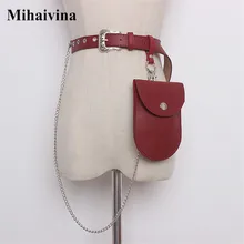 Mihaivina, поясная сумка для женщин, Кожаная поясная сумка, Женские поясные сумки, поясная сумка, съемный пояс, цепочка, набедренная сумка