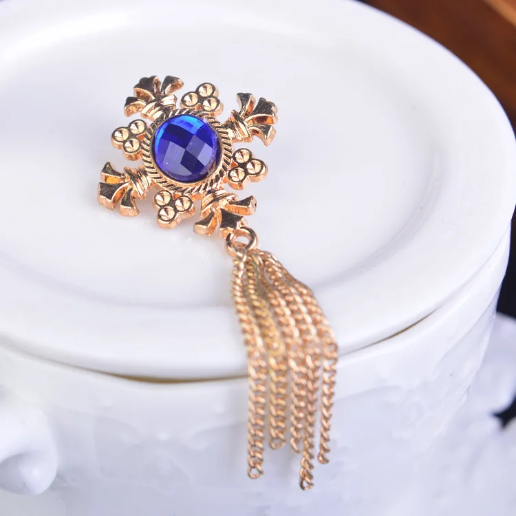 Harajuku Navy Badge College Brooch Small Cross Rhinestone Chain Tassel Men Suit Collar Lapel Pin Girls Medal Christmas Jewelry | Украшения