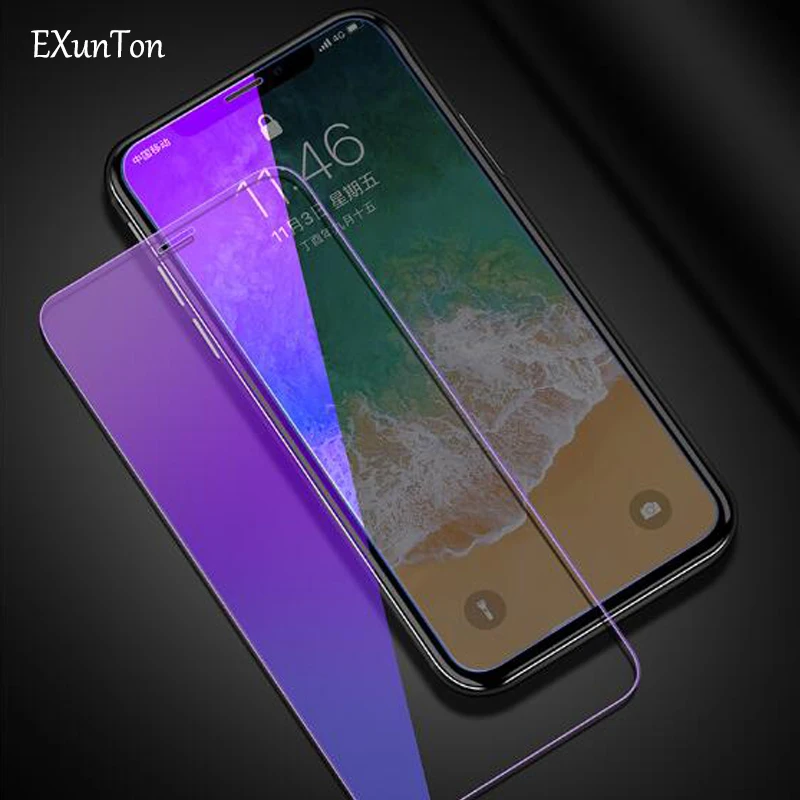 EXUNTON Защитное стекло для экрана Apple iPhone XR XS макс. закаленное анти синяя пленка 9 H Max