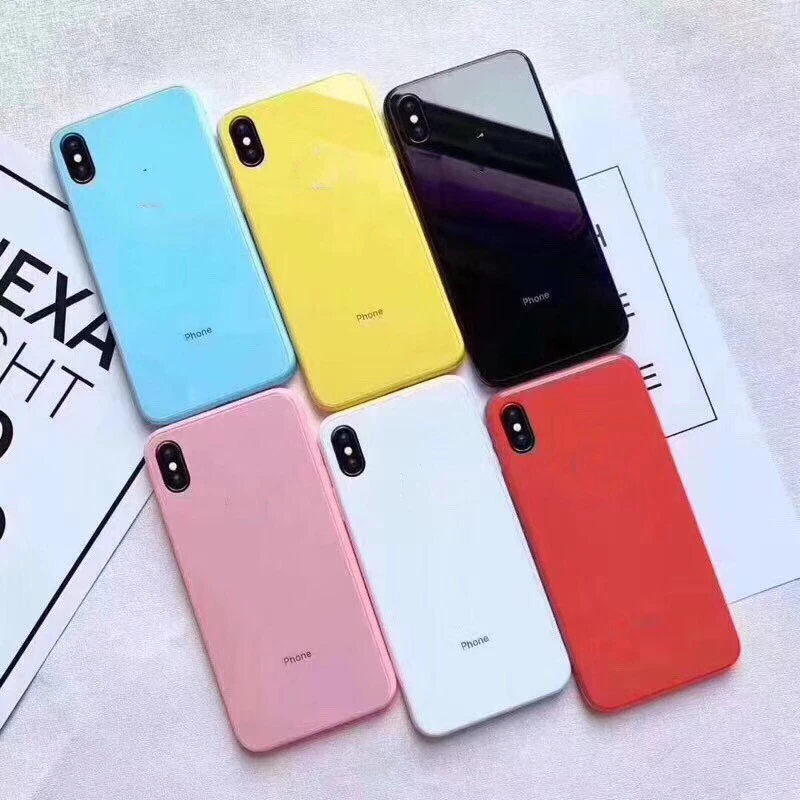 Милый чехол из закаленного стекла Macaron для iPhone X 11 Pro Чехол для Xs Max XR 8 Plus 7 6 защитная задняя крышка модный жесткий чехол