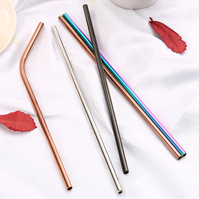 

Party Supply 304 Stainless Steel Straws Reusable Straight Bent Metal Drinking Straw With Cleaner Brush Bar Coffee Tool Dropship